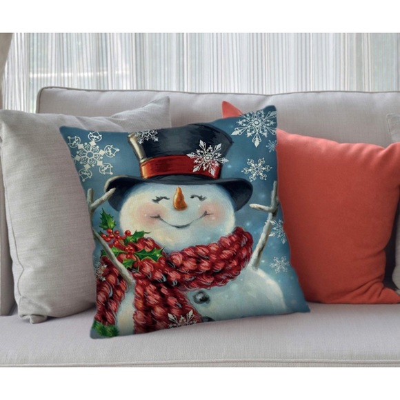 Christmas Snowman Frosty Winter Pillow Cover - Picture 3 of 7